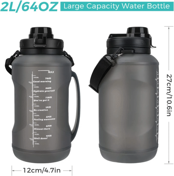 Collapsible Water Bottle, 2L/64OZ Large Capacity with Straw Half Gallon Silicone Foldable Water Bottle with Carrying Strap - Image 2